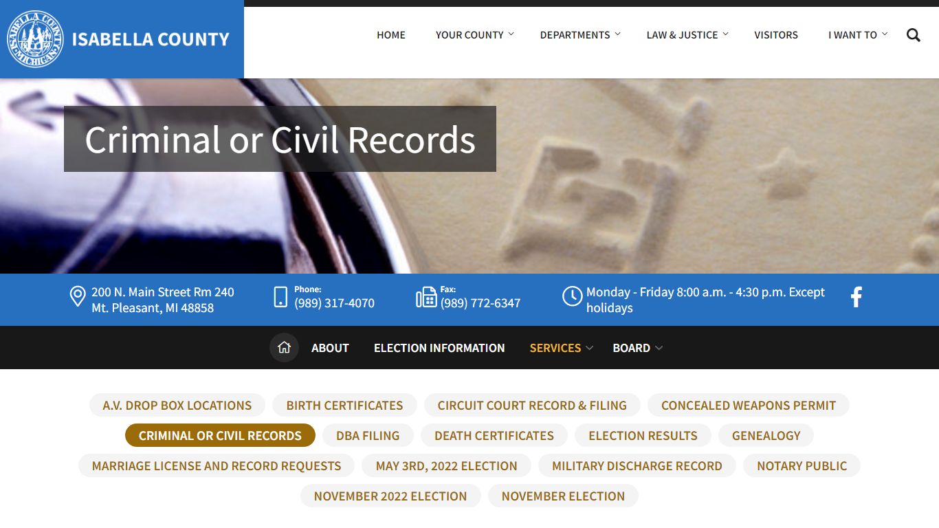 Criminal or Civil Records – Isabella County Michigan