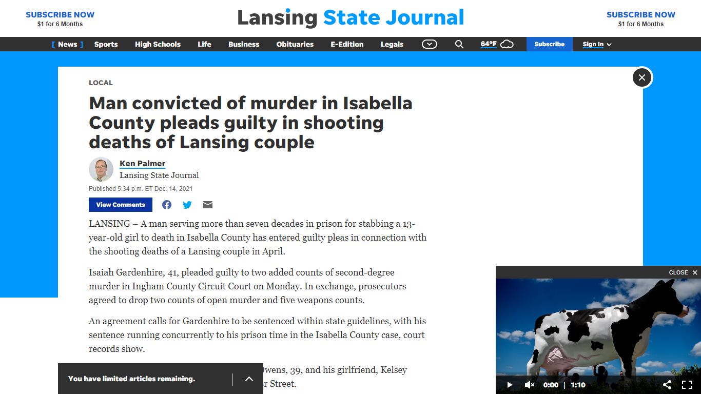 Man convicted of murder in Isabella County pleads guilty ...