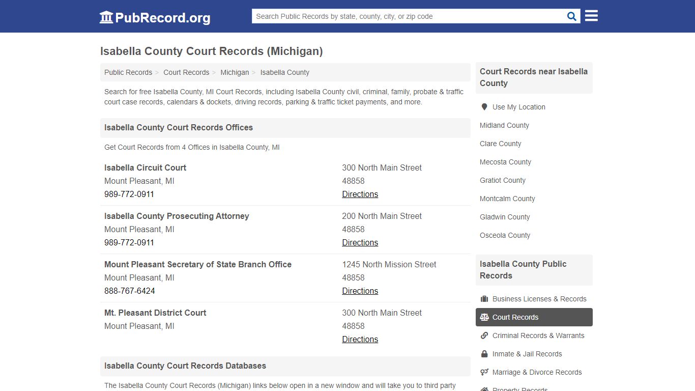 Free Isabella County Court Records (Michigan Court Records)