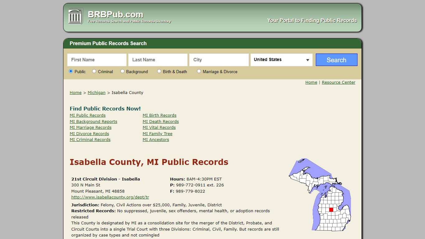 Isabella County Public Records | Search Michigan ...