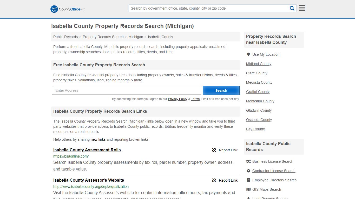 Property Records Search - Isabella County, MI (Assessments ...